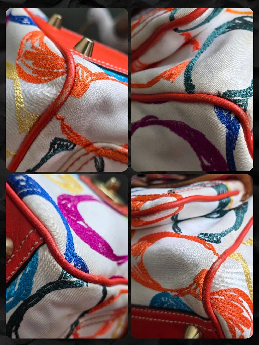 Coach 1857 Legacy Scribble Stitch Turnlock Satchel White Multicolor Bag Y2K